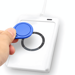 Compact Pearl White NFC RFID USB Reader with LED Indicators - Hospitality Enviro Tech